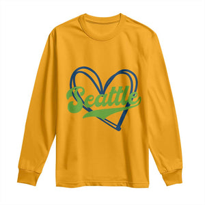 Seattle Heart Blue and Green Game Day Sports Fan Long Sleeve Shirt TS02 Gold Print Your Wear