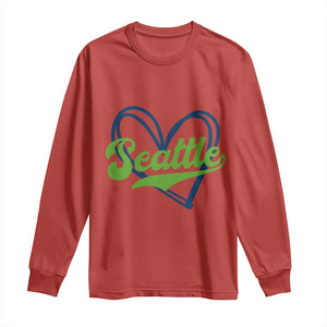 Seattle Heart Blue and Green Game Day Sports Fan Long Sleeve Shirt TS02 Red Print Your Wear