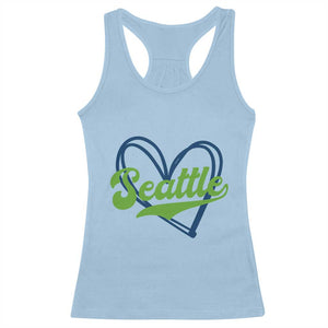 Seattle Heart Blue and Green Game Day Sports Fan Racerback Tank Top TS02 Light Blue Print Your Wear