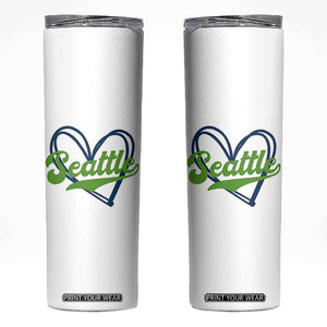 Seattle Heart Blue and Green Game Day Sports Fan Skinny Tumbler TS02 White Print Your Wear