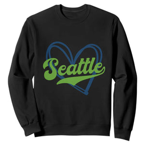 Seattle Heart Blue and Green Game Day Sports Fan Sweatshirt TS02 Black Print Your Wear