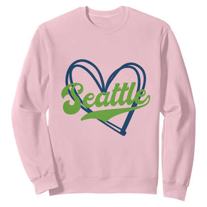 Seattle Heart Blue and Green Game Day Sports Fan Sweatshirt TS02 Light Pink Print Your Wear