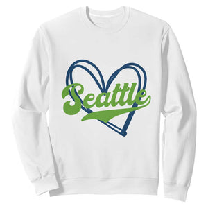 Seattle Heart Blue and Green Game Day Sports Fan Sweatshirt TS02 White Print Your Wear