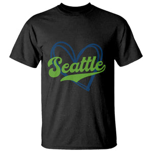 Seattle Heart Blue and Green Game Day Sports Fan T Shirt TS02 Black Print Your Wear