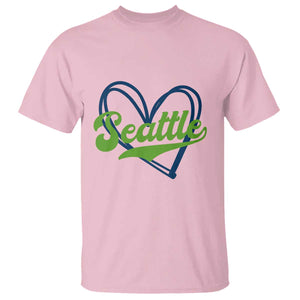 Seattle Heart Blue and Green Game Day Sports Fan T Shirt TS02 Light Pink Print Your Wear