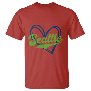 Seattle Heart Blue and Green Game Day Sports Fan T Shirt TS02 Red Print Your Wear