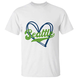 Seattle Heart Blue and Green Game Day Sports Fan T Shirt TS02 White Print Your Wear