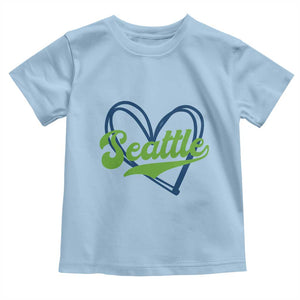 Seattle Heart Blue and Green Game Day Sports Fan Toddler T Shirt TS02 Light Blue Print Your Wear