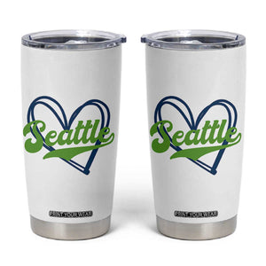 Seattle Heart Blue and Green Game Day Sports Fan Tumbler Cup TS02 White Print Your Wear