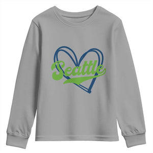 Seattle Heart Blue and Green Game Day Sports Fan Youth Sweatshirt TS02 Sport Gray Print Your Wear