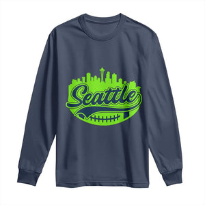 Seattle Pride Skyline Football Lover Long Sleeve Shirt Game Day Sports Fan TS02 Navy Print Your Wear