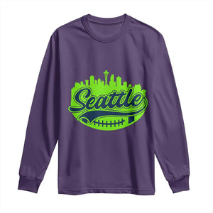 Seattle Pride Skyline Football Lover Long Sleeve Shirt Game Day Sports Fan TS02 Purple Print Your Wear