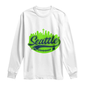 Seattle Pride Skyline Football Lover Long Sleeve Shirt Game Day Sports Fan TS02 White Print Your Wear