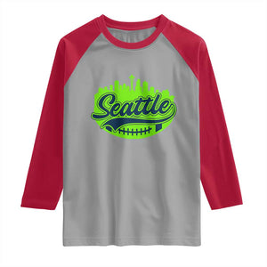 Seattle Pride Skyline Football Lover Raglan Shirt Game Day Sports Fan TS02 Sport Gray Red Print Your Wear