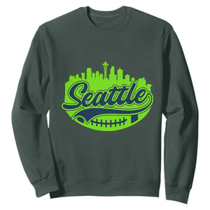 Seattle Pride Skyline Football Lover Sweatshirt Game Day Sports Fan TS02 Dark Forest Green Print Your Wear