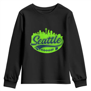 Seattle Pride Skyline Football Lover Youth Sweatshirt Game Day Sports Fan TS02 Black Print Your Wear