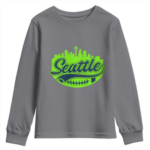 Seattle Pride Skyline Football Lover Youth Sweatshirt Game Day Sports Fan TS02 Charcoal Print Your Wear