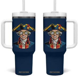 Vintage Game Day Patriot Tumbler With Handle Revolutionary Colonial Mascot Football Fan TS02 One Size: 40 oz Navy Print Your Wear