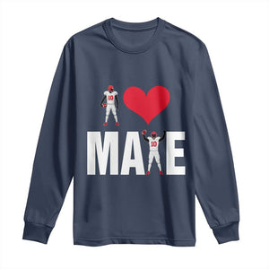I Love Maye Red Heart Long Sleeve Shirt Football Fan Celebration TS02 Navy Print Your Wear