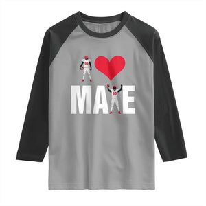 I Love Maye Red Heart Raglan Shirt Football Fan Celebration TS02 Sport Gray Black Print Your Wear