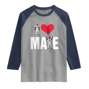 I Love Maye Red Heart Raglan Shirt Football Fan Celebration TS02 Sport Gray Navy Print Your Wear
