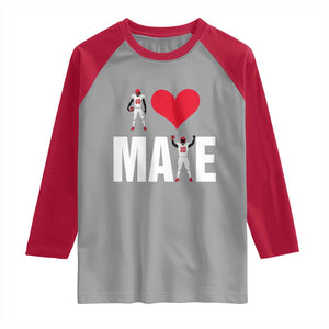 I Love Maye Red Heart Raglan Shirt Football Fan Celebration TS02 Sport Gray Red Print Your Wear