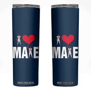 I Love Maye Red Heart Skinny Tumbler Football Fan Celebration TS02 Navy Print Your Wear