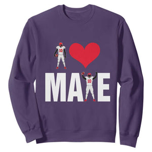 I Love Maye Red Heart Sweatshirt Football Fan Celebration TS02 Purple Print Your Wear