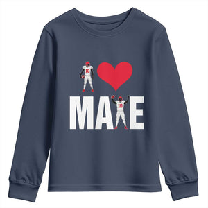 I Love Maye Red Heart Youth Sweatshirt Football Fan Celebration TS02 Navy Print Your Wear