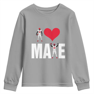 I Love Maye Red Heart Youth Sweatshirt Football Fan Celebration TS02 Sport Gray Print Your Wear