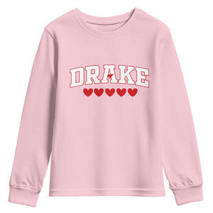 I Heart Drake Red Love Hearts Youth Sweatshirt Football Fan Celebration TS02 Light Pink Print Your Wear