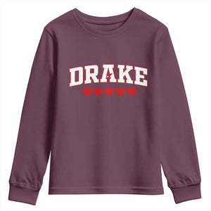 I Heart Drake Red Love Hearts Youth Sweatshirt Football Fan Celebration TS02 Maroon Print Your Wear