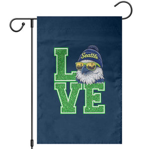 Seattle LOVE Hawk Graphic Garden Flag Blue and Green Game Day Sports Fan TS02 Navy Print Your Wear