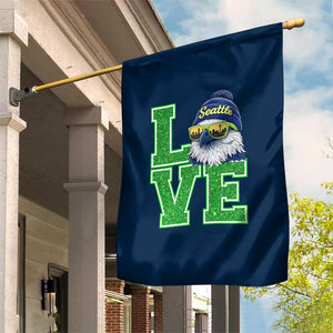 Seattle LOVE Hawk Graphic Garden Flag Blue and Green Game Day Sports Fan TS02 Print Your Wear