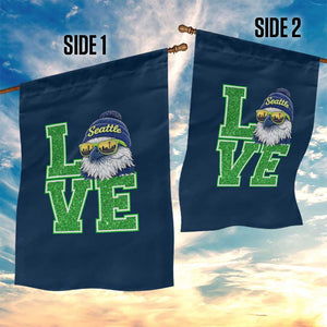 Seattle LOVE Hawk Graphic Garden Flag Blue and Green Game Day Sports Fan TS02 Print Your Wear