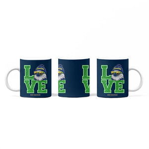 Seattle LOVE Hawk Graphic Coffee Mug Blue and Green Game Day Sports Fan TS02 Print Your Wear