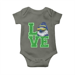 Seattle LOVE Hawk Graphic Baby Onesie Blue and Green Game Day Sports Fan TS02 Military Green Print Your Wear