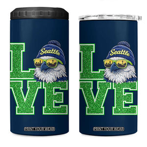 Seattle LOVE Hawk Graphic 4 in 1 Can Cooler Tumbler Blue and Green Game Day Sports Fan TS02 One Size: 16 oz Navy Print Your Wear