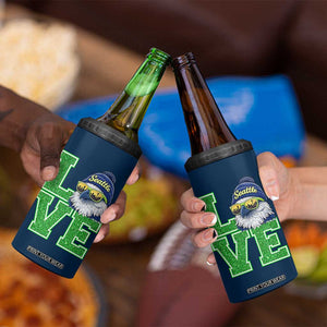 Seattle LOVE Hawk Graphic 4 in 1 Can Cooler Tumbler Blue and Green Game Day Sports Fan TS02 Print Your Wear