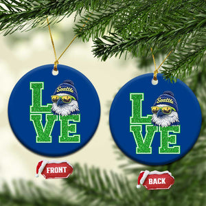 Seattle LOVE Hawk Graphic Ceramic Ornament Blue and Green Game Day Sports Fan TS02 1pc Blue Print Your Wear
