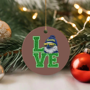 Seattle LOVE Hawk Graphic Ceramic Ornament Blue and Green Game Day Sports Fan TS02 1pc Mocha Print Your Wear