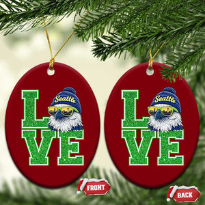 Seattle LOVE Hawk Graphic Ceramic Ornament Blue and Green Game Day Sports Fan TS02 Print Your Wear