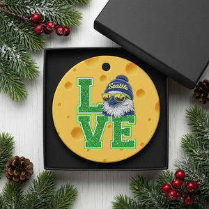 Seattle LOVE Hawk Graphic Ceramic Ornament Blue and Green Game Day Sports Fan TS02 1pc Yellow Cheese Print Your Wear