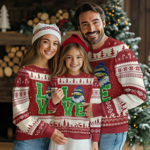 Seattle LOVE Hawk Graphic Ugly Christmas Sweater Blue and Green Game Day Sports Fan TS02 Red Beige Print Your Wear