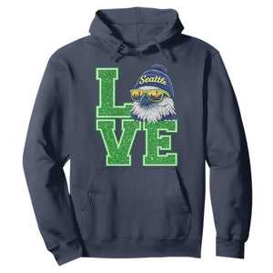 Seattle LOVE Hawk Graphic Hoodie Blue and Green Game Day Sports Fan TS02 Navy Print Your Wear