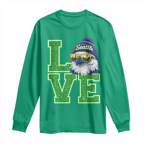 Seattle LOVE Hawk Graphic Long Sleeve Shirt Blue and Green Game Day Sports Fan TS02 Irish Green Print Your Wear