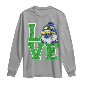 Seattle LOVE Hawk Graphic Long Sleeve Shirt Blue and Green Game Day Sports Fan TS02 Sport Gray Print Your Wear
