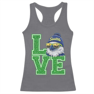 Seattle LOVE Hawk Graphic Racerback Tank Top Blue and Green Game Day Sports Fan TS02 Charcoal Print Your Wear