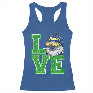 Seattle LOVE Hawk Graphic Racerback Tank Top Blue and Green Game Day Sports Fan TS02 Royal Blue Print Your Wear