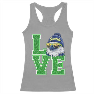 Seattle LOVE Hawk Graphic Racerback Tank Top Blue and Green Game Day Sports Fan TS02 Sport Gray Print Your Wear